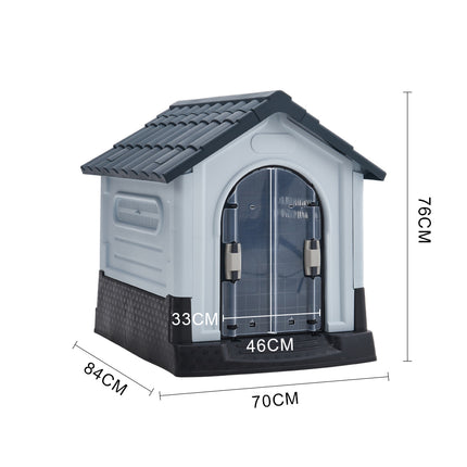 Weatherproof Plastic Dog House Kennel with Skylight and Door