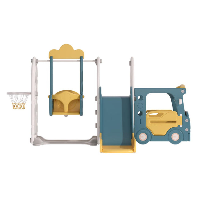 Blue Yellow 3 in 1 Kids Toddler Swing and Slide Playset