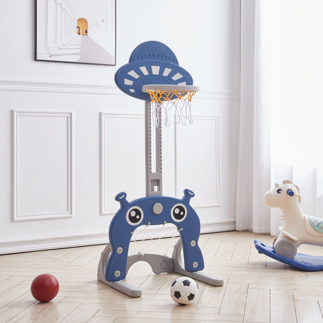 Blue 2 in 1 Toddler Basketball Hoop Football Goal Set