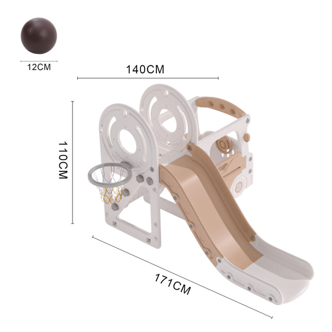 Kids Toddler Slide Climber Playset with Basketball Hoop