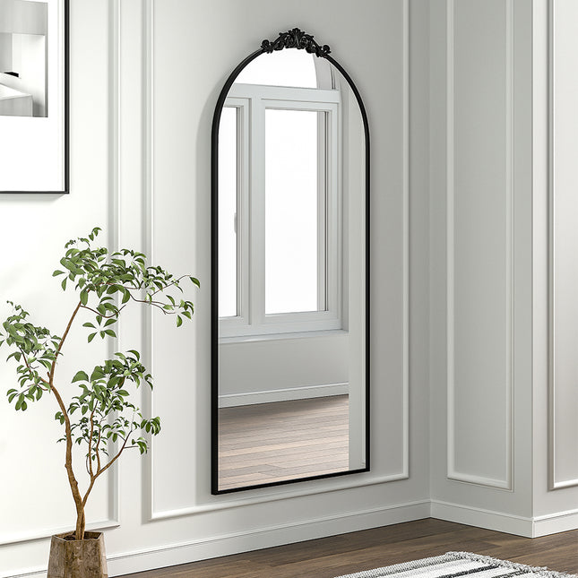 Black Vintage-Inspired Black Metal Framed Accent Mirror