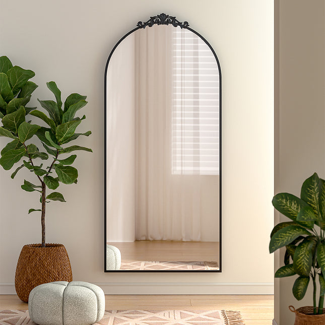 Vintage-Inspired Black Metal Framed Accent Mirror