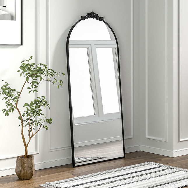 Vintage-Inspired Black Metal Framed Accent Mirror