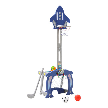 Blue Basketball Golf Ring Toss Activity Centre for Toddlers