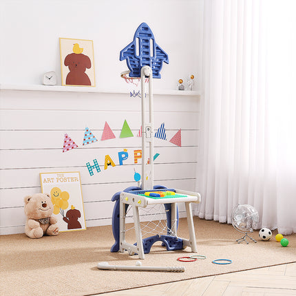 Blue Basketball Golf Ring Toss Activity Centre for Toddlers