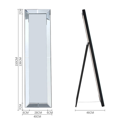150cm H Modern Chrome Bevelled Floor Mirror