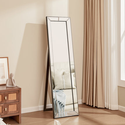 150cm H Modern Chrome Bevelled Floor Mirror
