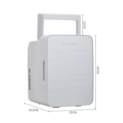 White 10L Mini Refrigerator for Home and Car Dual Use 25 x 35cm H