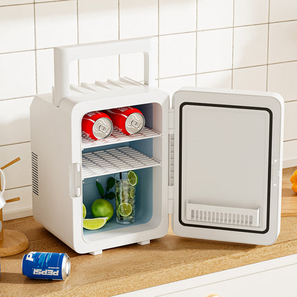 White 10L Mini Refrigerator for Home and Car Dual Use 25 x 35cm H