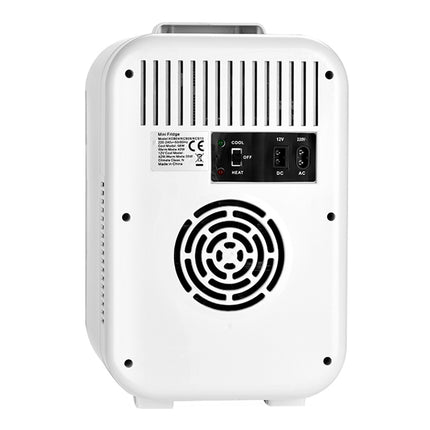 White 12L Mini Refrigerator for Home and Car Use with LED Mirror Door