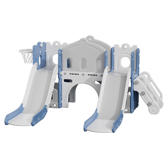 Blue Toddler Indoor Outdoor Toddler Two Slides Playset