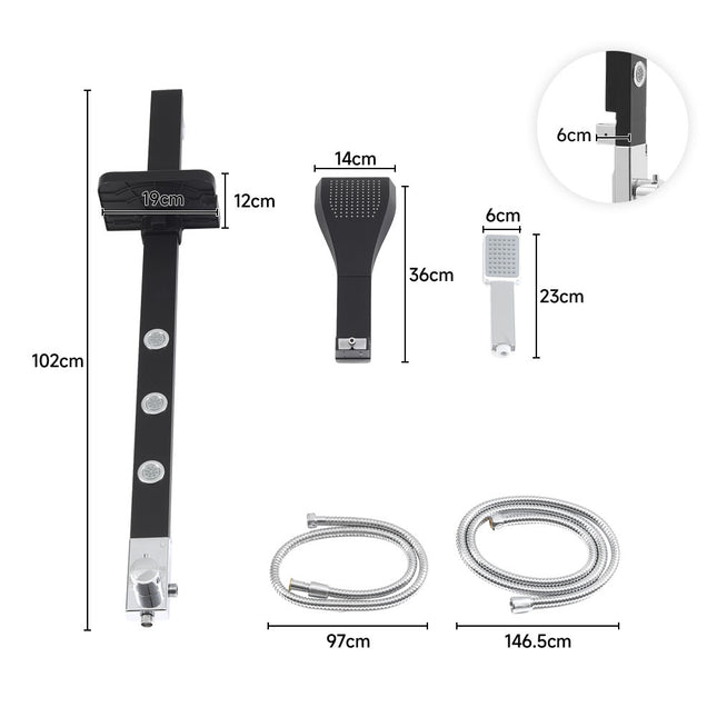 Black Massage Shower Panel Set