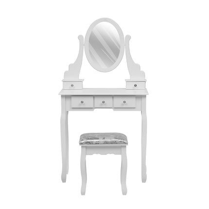 White 75cm Makeup Vanity Desk with Mirror and Stool