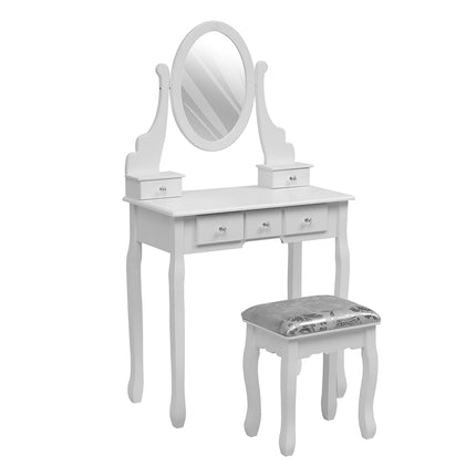 White 75cm Makeup Vanity Desk with Mirror and Stool