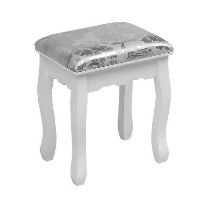 White Lighted Makeup Vanity Desk with Mirror and Stool 141.5cm H