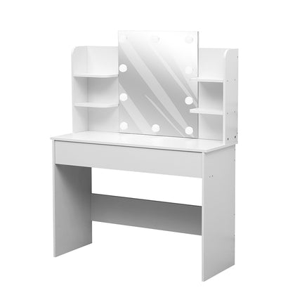 White 108cm Modern Hollywood Vanity Desk with Lighted Mirror