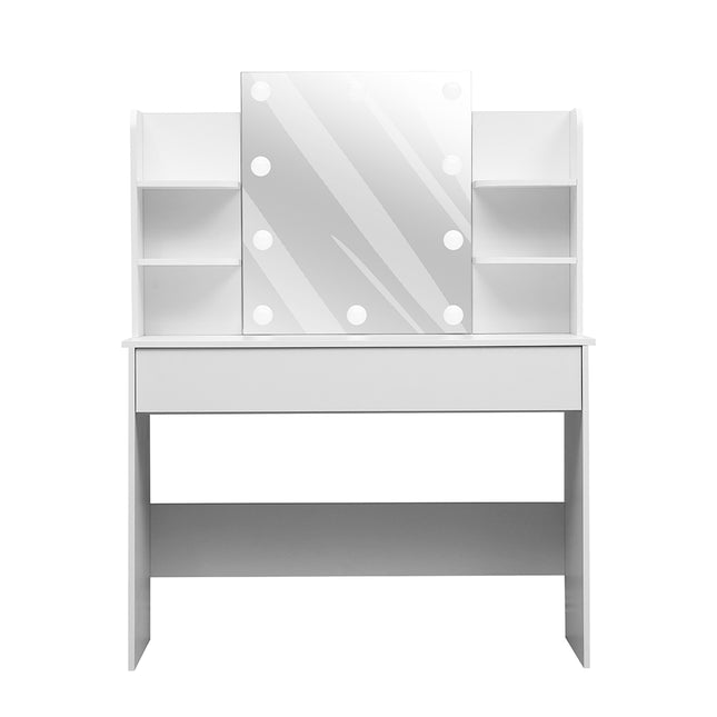 White 108cm Modern Hollywood Vanity Desk with Lighted Mirror