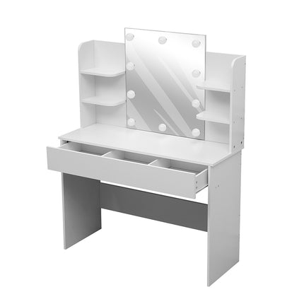 White 108cm Modern Hollywood Vanity Desk with Lighted Mirror