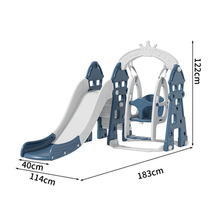 Blue Toddler Plastic Swing Slide Climber Playset