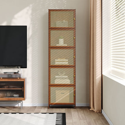 5-Tier Narrow Bookcase Storage Cabinet with Doors