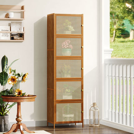 5-Tier Narrow Bookcase Storage Cabinet with Doors