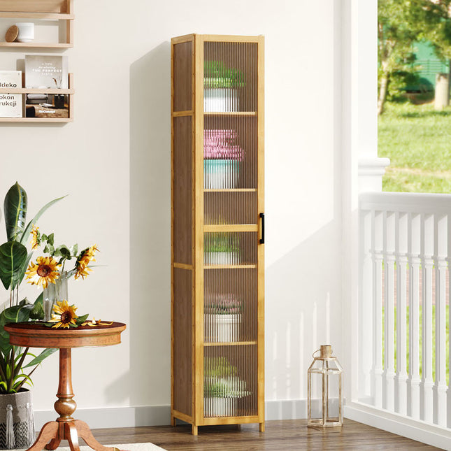 5-Tier Narrow Bookcase Storage Cabinet with Acrylic Door