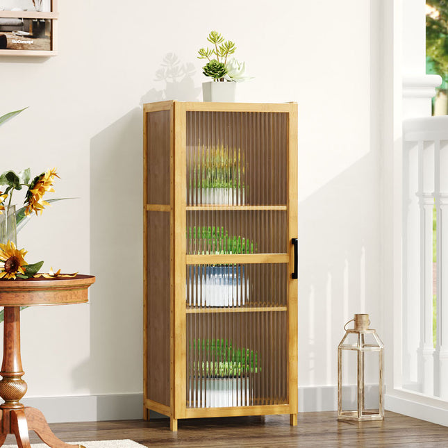 3-Tier Narrow Bookcase Storage Cabinet with Acrylic Door