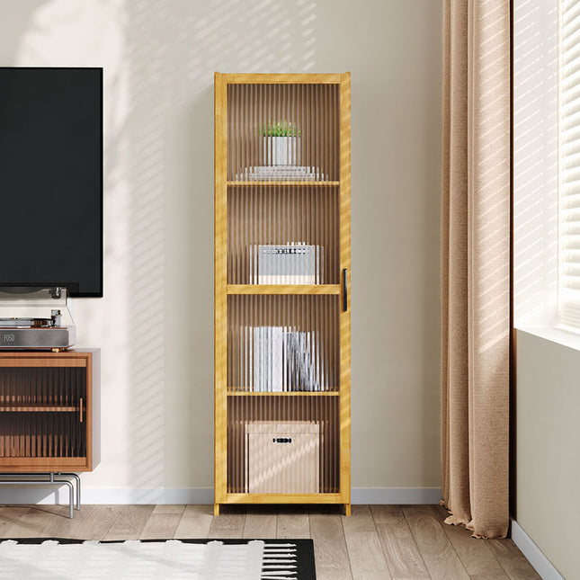 4-Tier Narrow Bookcase Storage Cabinet with Acrylic Door