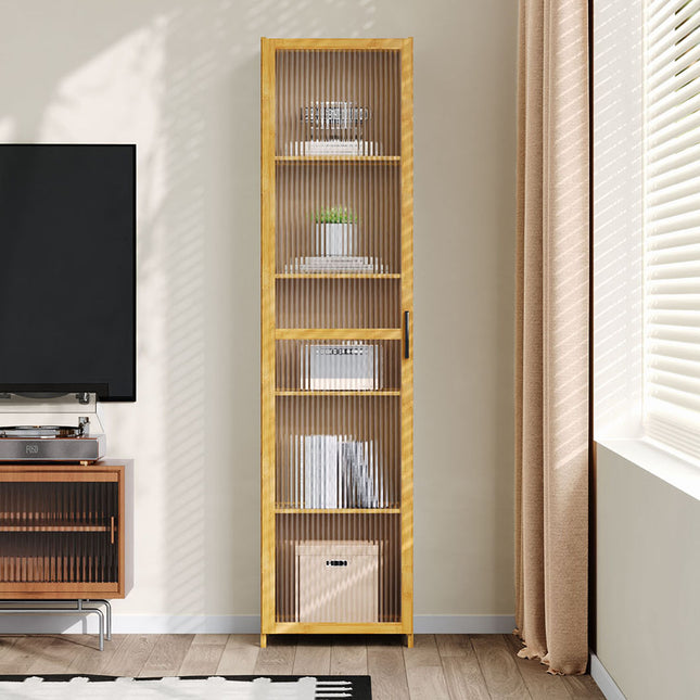 5-Tier Narrow Bookcase Storage Cabinet with Acrylic Door