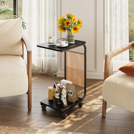 C-Shaped Side Table with Storage Bag