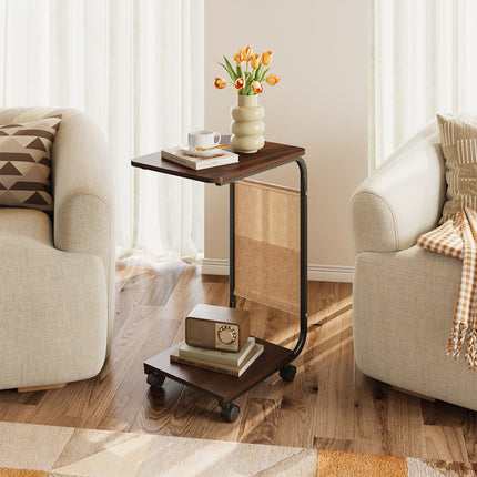 C-Shaped Side Table with Storage Bag