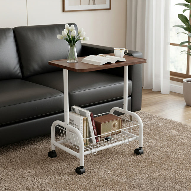 Mobile Side Table with Lower Basket