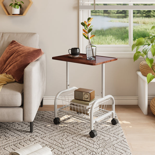 Mobile Side Table with Lower Basket