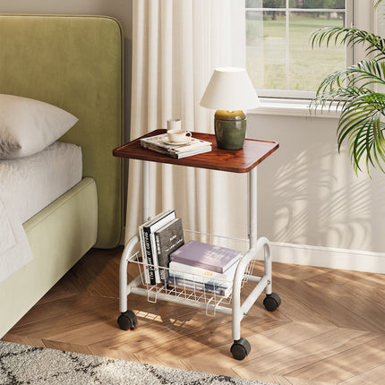 Mobile Side Table with Lower Basket