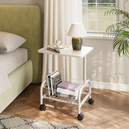 Mobile Side Table with Lower Basket