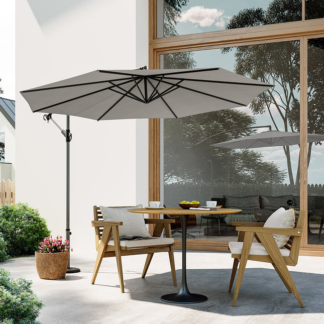 3M Cantilever Garden Parasol Outdoor Umbrella with Crank Handle No Base