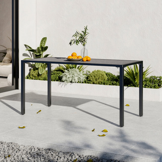 Grey 150cm Rectangular Outdoor Dining Table with Parasol Hole