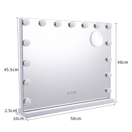 Hollywood Vanity Mirror with 15 LED Lights and 10X Magnification 58 x 48 cm