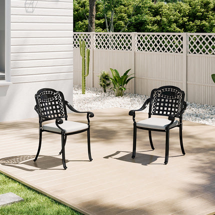 Black Set of 2 Outdoor Dining Chairs with Cushions