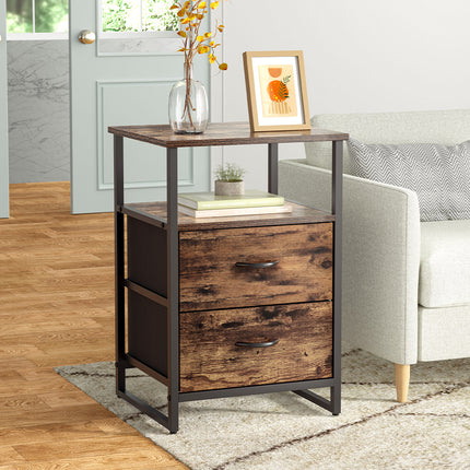 Medieval Style Wooden Storage Cabinet with Two Drawers