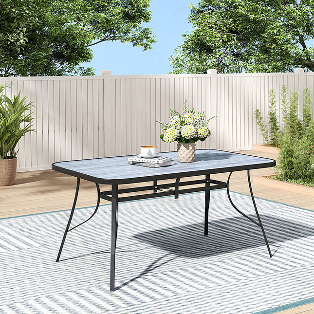 Rectangular 150cm Garden Tempered Glass Wood Grain Coffee Table