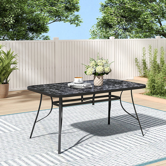 150cm Garden Tempered Glass Black Marble Coffee Table