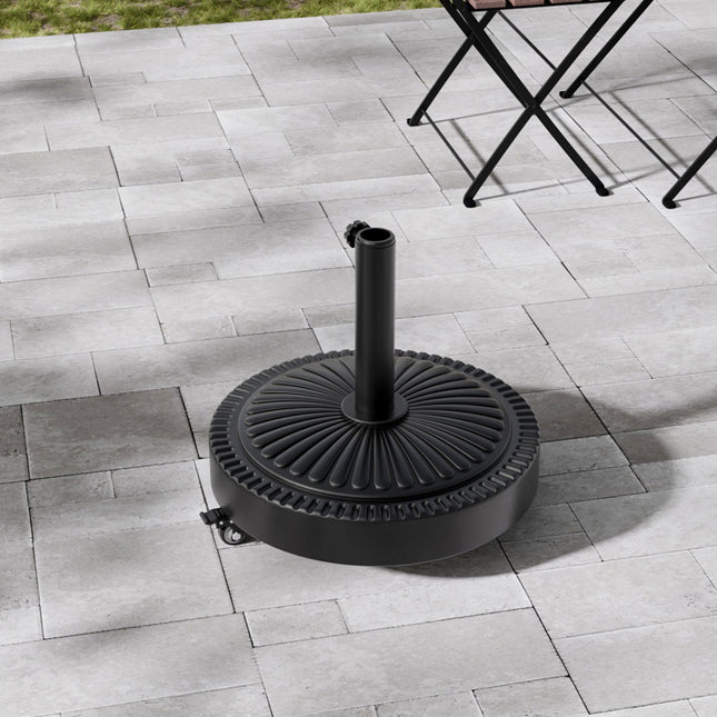 25KG Outdoor Concrete-Filled Patio Umbrella Base with Wheels