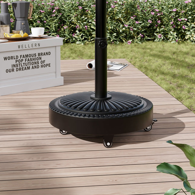 25KG Outdoor Concrete-Filled Patio Umbrella Base with Wheels
