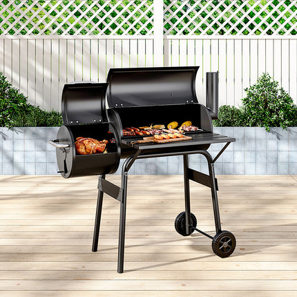 Portable Outdoor Charcoal BBQ Grill with Offset Smoker