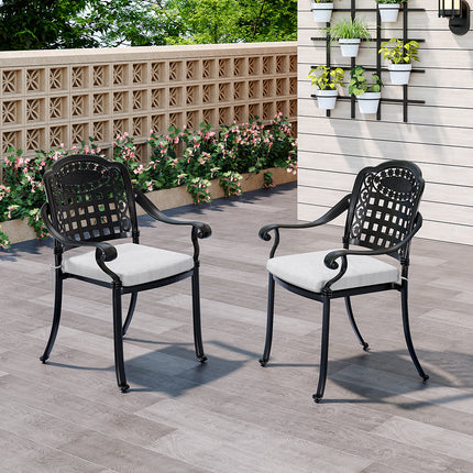 Black Set of 2 Outdoor Dining Chairs with Cushions