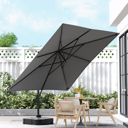 3M Large Square Canopy Rotating Outdoor Cantilever Parasol with Plastic Base