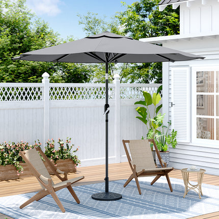 Patio Umbrella 3M Large Traditional Parasol with Resin Base Light Grey