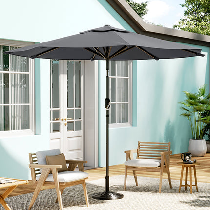 Patio Umbrella 3M Large Traditional Parasol with Resin Base