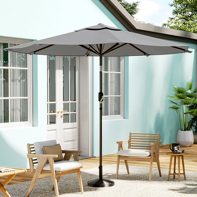 Patio Umbrella 3M Large Traditional Outdoor Parasol with Resin Base